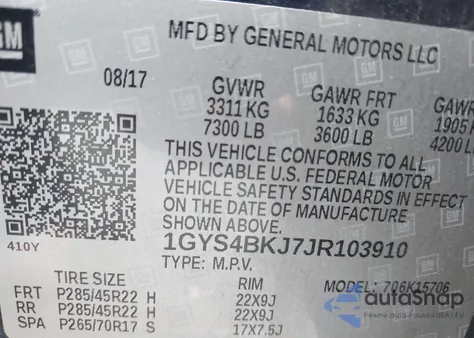 2018 Cadillac Escalade Luxury from USA, damaged, VIN 1GYS4BKJ7JR103910